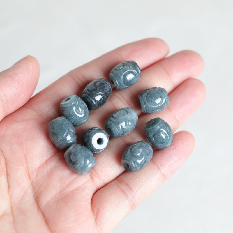 Beading - 5 Stück Natürliche Blaue Wasserjade-Wellenperlen DIY