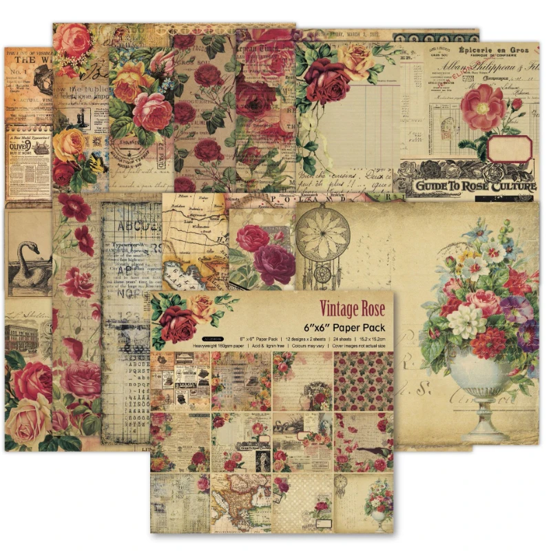 Vintage Junk Journal Scrapbooking Paper - Scrap book Pad sortiert Muster Decoupage