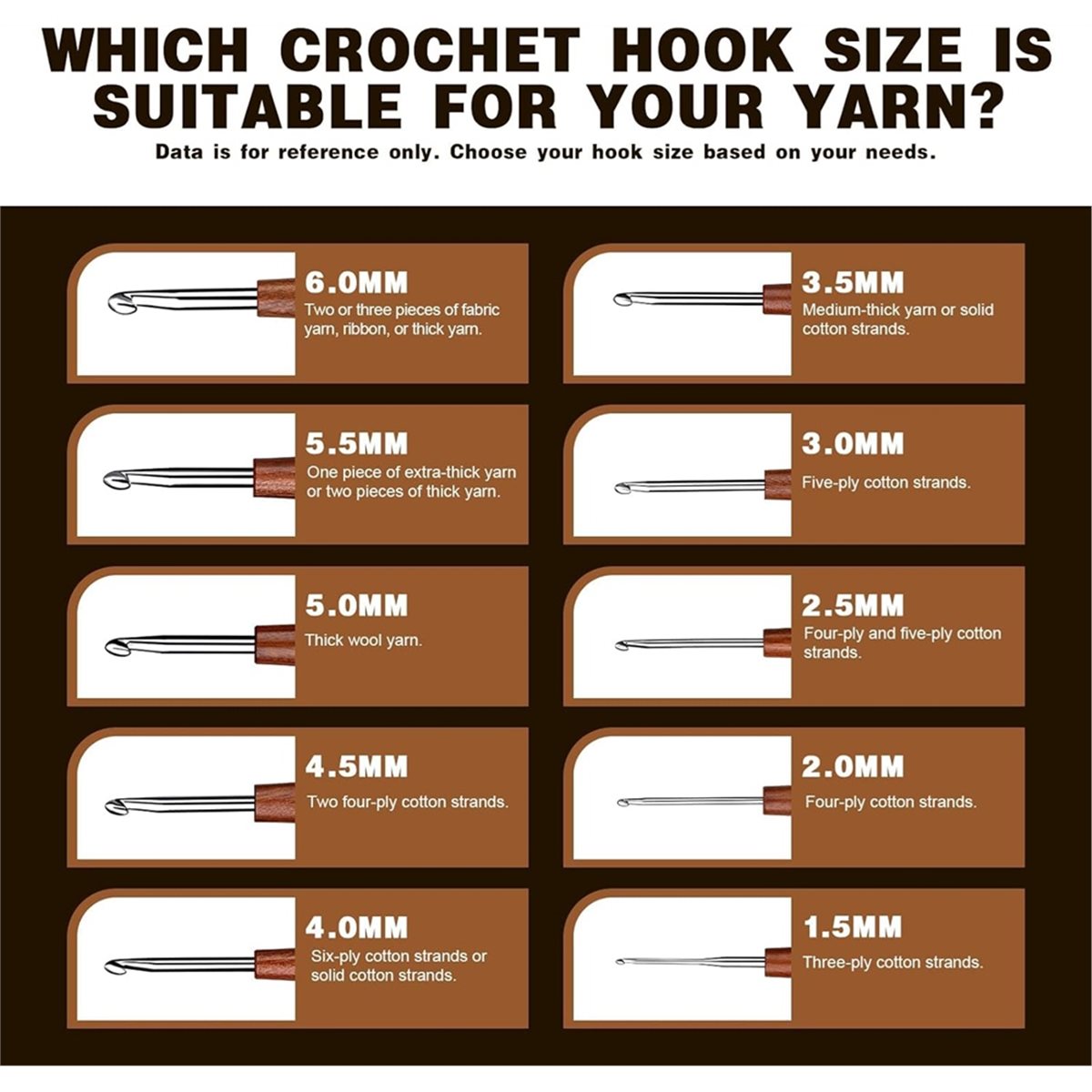Wooden Crochet Hooks Ergonomic Handle - AT16 5-teiliges Häkelnadel-Set, 5 Größen Aluminium