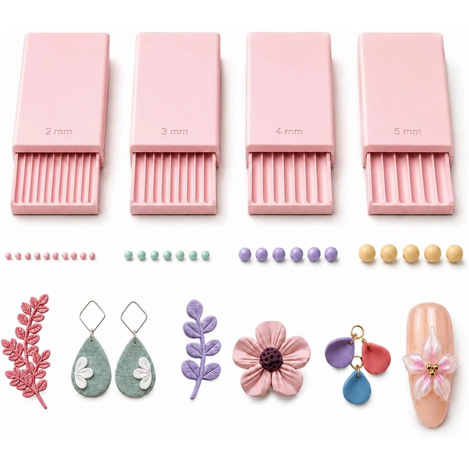 Craft Tools - 4-teiliges 3D-Druck-Ton-Gel-Ball-Maker-Werkzeug, Nagelkunst-Perlenroller für 3D-Gel-Blumen |