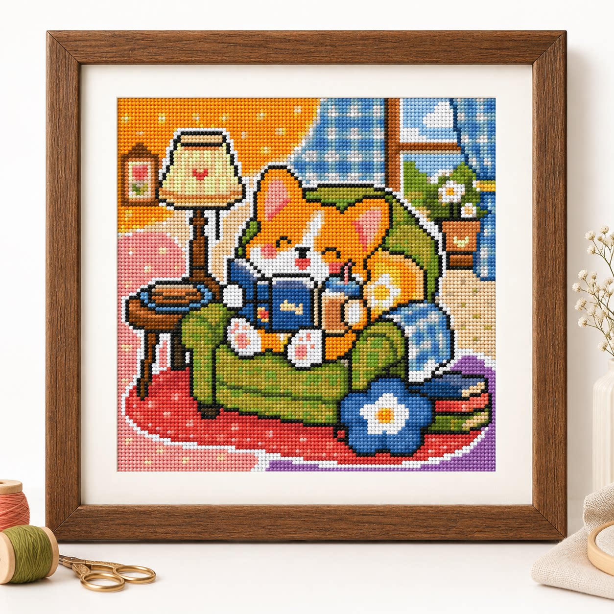 Cross Stitch Stamped Kits Beginners - [Vollständige Stickerei] [CC6338 – Kleiner Corgi,