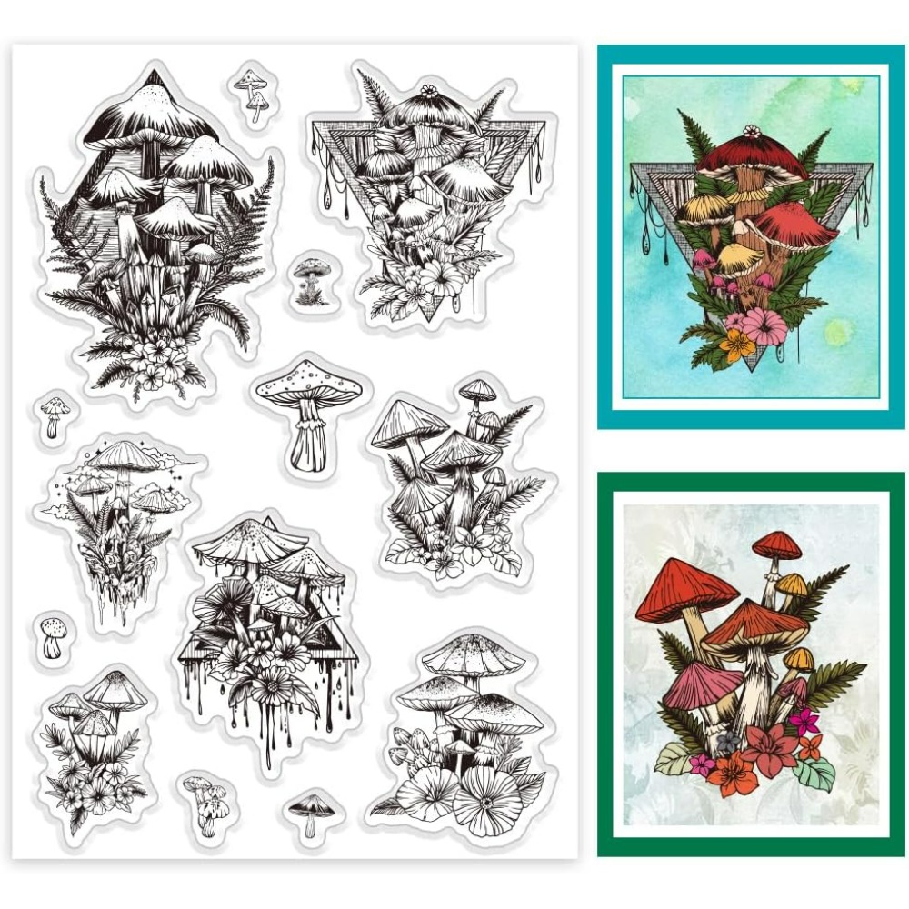 Clear Silicone Stamps For Card Making - Klare Pilzstempel, Pflanzen-Silikonstempel, Blätter, transparenter Gummistempel,