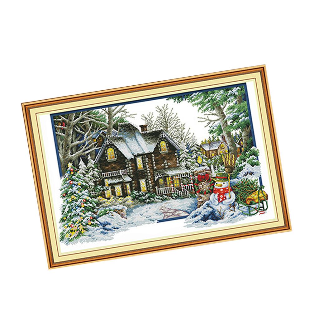 Cross Stitch Stamped Kits Beginners - Gestempeltes Kreuzstich-Set mit vorgedrucktem Wintermuster, Stickset,