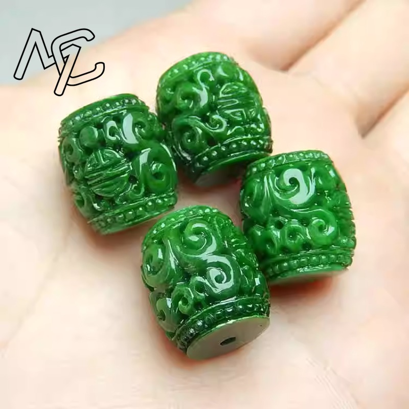 5 Stück natürliche grüne Jade- – Beading Bewertung und Preis