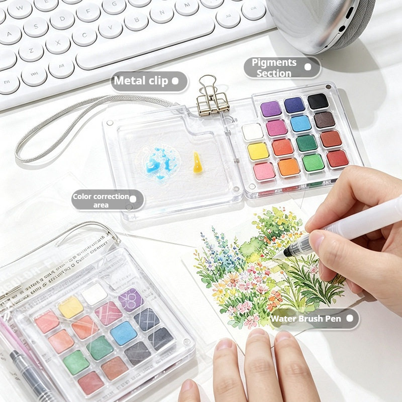15 Farben Tragbares Reise-Aqua – Watercolor Paint Set Solid Pigment Bewertung und Preis