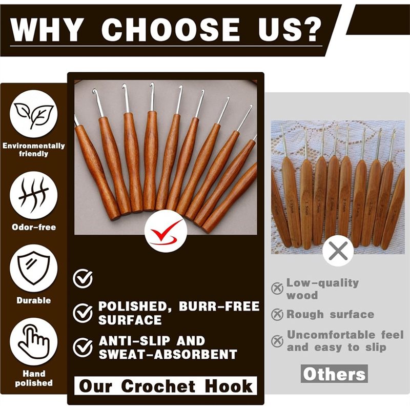 AS94-5, 5-teiliges Set mit Häk – Wooden Crochet Hooks Ergonomic Handle Bewertung und Preis