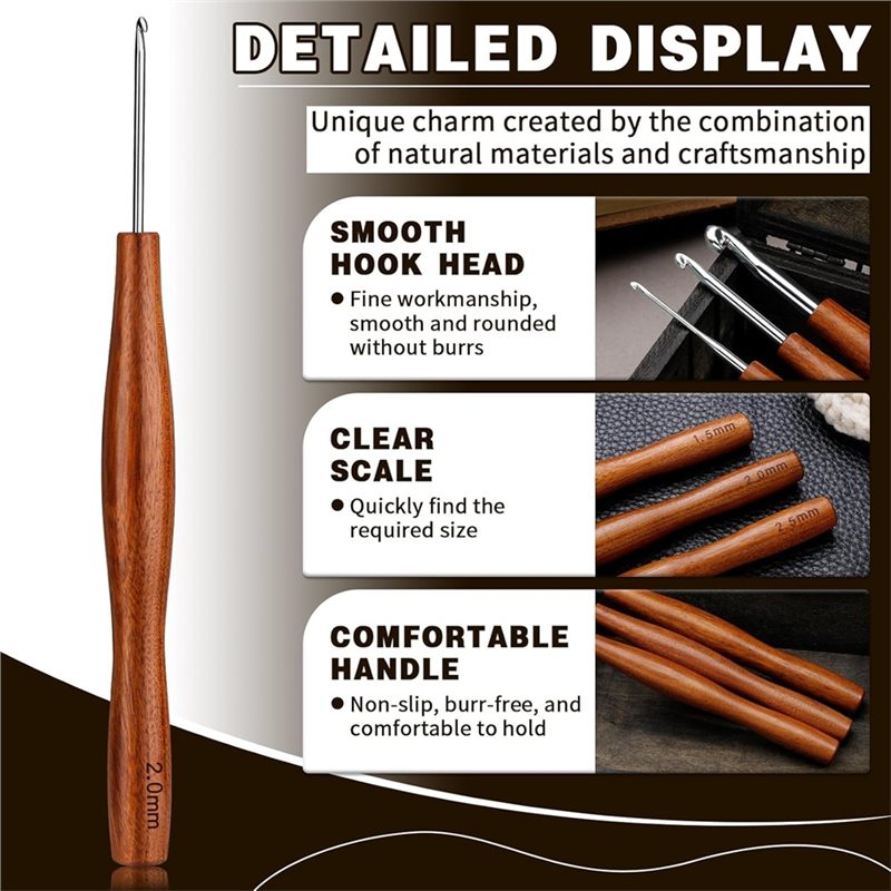 AS94-5, 5-teiliges Set mit Häk – Wooden Crochet Hooks Ergonomic Handle Bewertung und Preis
