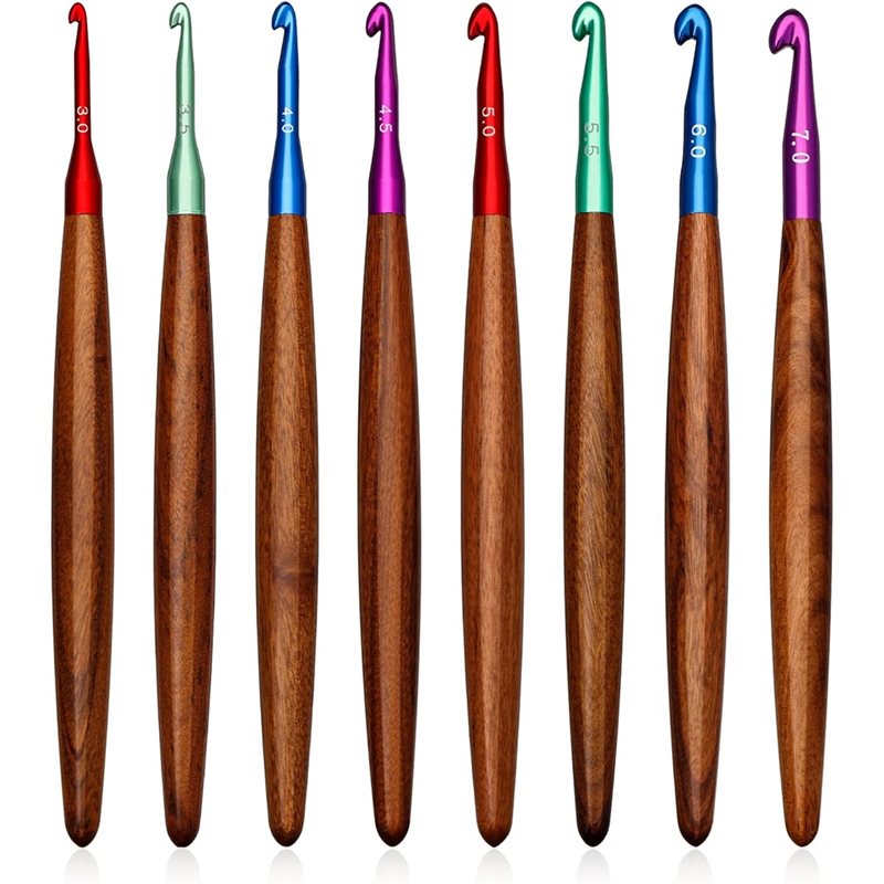 AB34-Aluminium-Häkelnadeln mit – Wooden Crochet Hooks Ergonomic Handle Bewertung und Preis