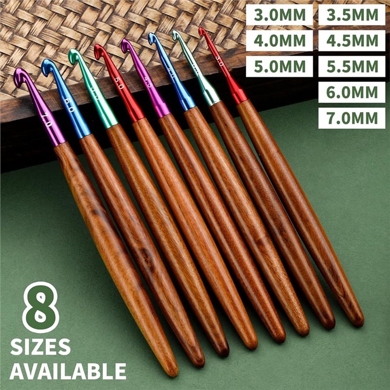 AB34-Aluminium-Häkelnadeln mit – Wooden Crochet Hooks Ergonomic Handle Bewertung und Preis