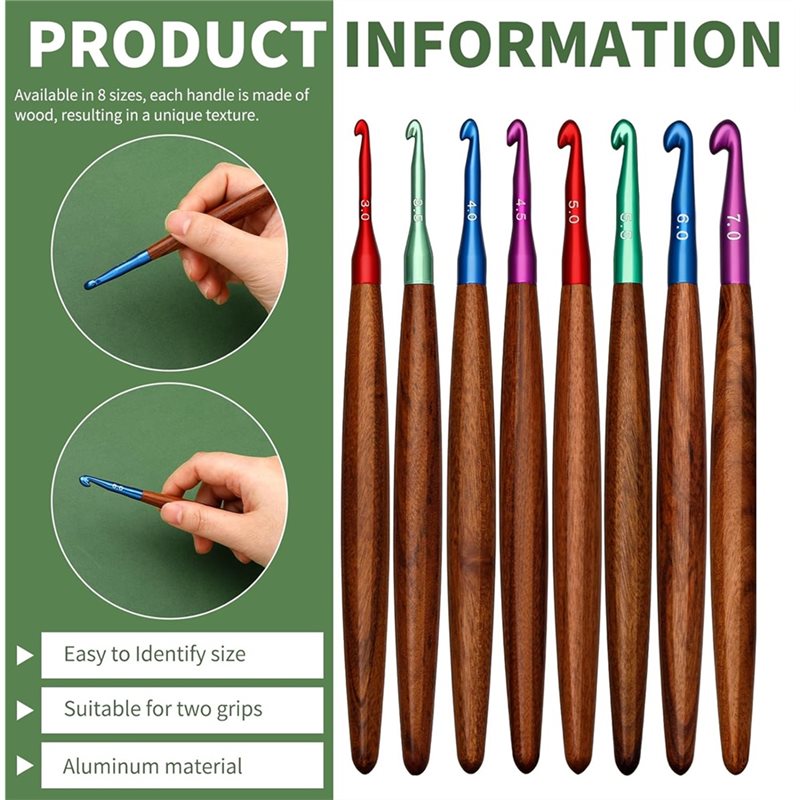AB34-Aluminium-Häkelnadeln mit – Wooden Crochet Hooks Ergonomic Handle Bewertung und Preis